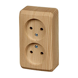 Розетка 2-ная накладная без заземления без шторок Сосна Systeme Electric Этюд