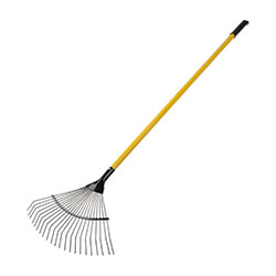 Грабли веерные 22 зуба 440х1553 мм с желтым металлическим черенком Инструм-Агро 