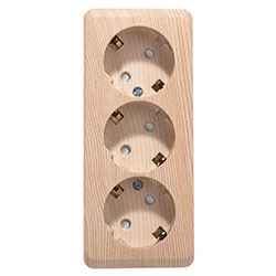 Розетка 3-ная накладная с заземлением со шторками Сосна Systeme Electric Этюд