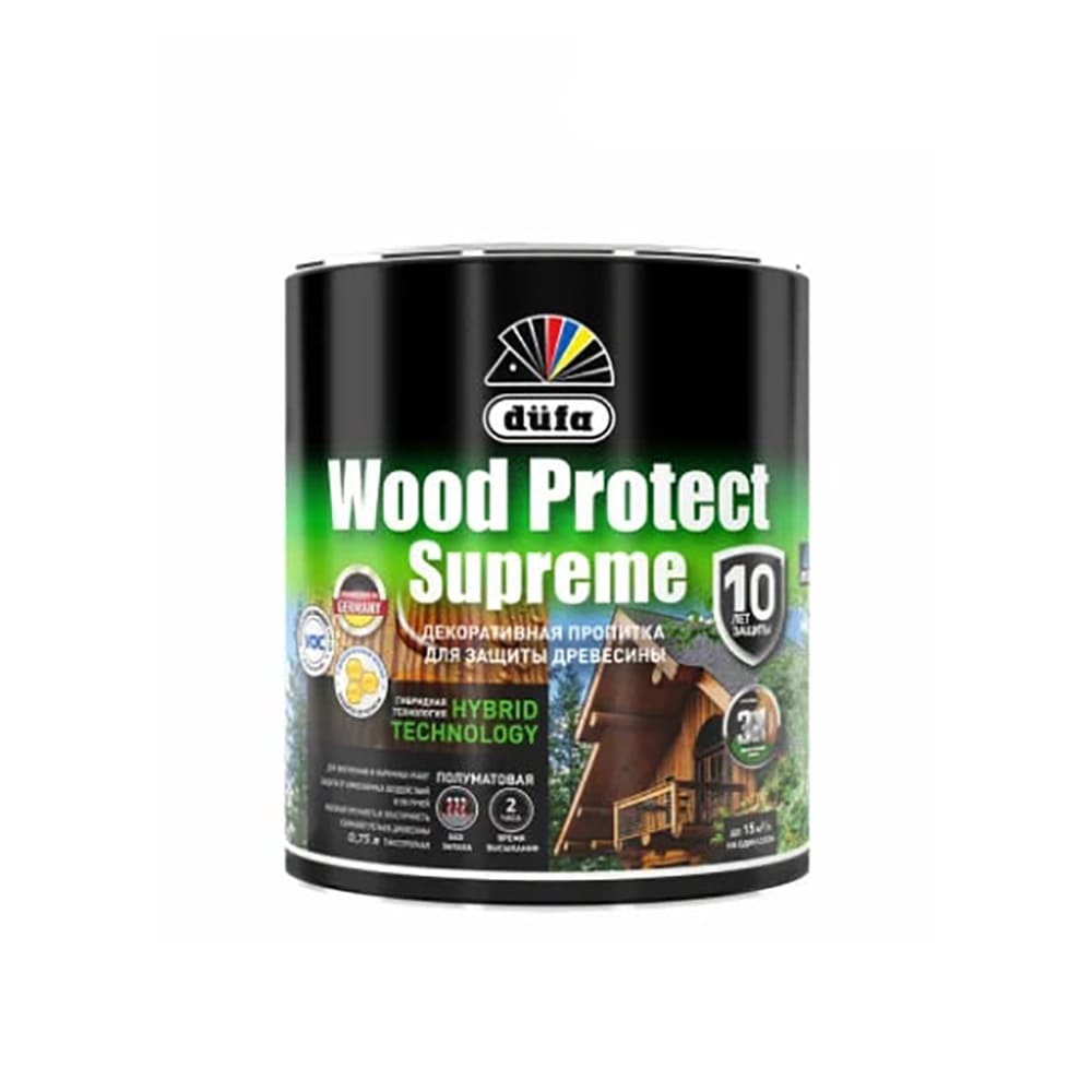 Декоративная пропитка для дерева Dufa Wood Protect Supreme Сибирская  лиственница 0,75 л по низкой цене - купить с доставкой по Москве