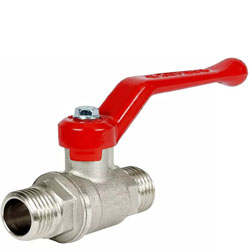 Кран шаровой для воды 1/2" НР/НР ручка-рычаг латунь никелированная VALFEX