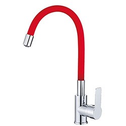 Смеситель для кухни гибкий силиконовый излив латунь VALFEX Estreya Red VF.70112-6