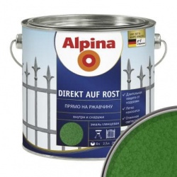 Альпина эмаль по ржавчине 3в1 зеленая молотковая 2,5 л