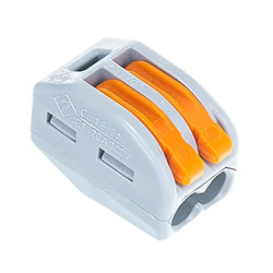 Клемма 2-х проводная Al/Cu Серая с оранжевыми рычажками 0.08-2.5 мм WAGO