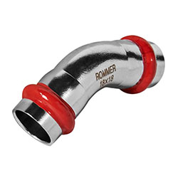 Угольник Впр-Впр Ø 18 мм 45° Нержавеющая сталь пресс ROMMER