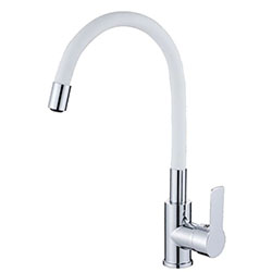Смеситель для кухни гибкий силиконовый излив латунь VALFEX Estreya Chrome White VF.70112-8