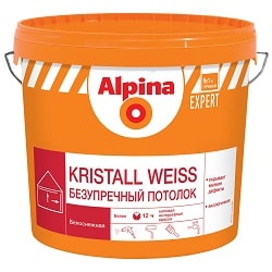 Краска Alpina Expert Kristall Безупречный потолок BW 9 л