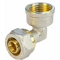 Уголок обжимной переходной для труб металлопласт Ø 20x1/2' ВР Valfex VF.352.N.020012
