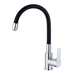 Смеситель для кухни гибкий силиконовый излив латунь VALFEX Estreya Chrome Black
