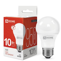 Лампа светодиодная LED-A60-VC 10Вт 230В Е27 4000К 950Лм IN HOME