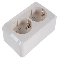 Розетка двухместная Наружная с заземлением со шторками Бежевая IP20 Systeme Electric ЭТЮД