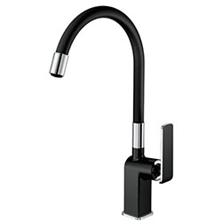 Смеситель для кухни гибкий силиконовый излив латунь VALFEX Orion Black VF.73548-7
