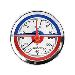 Термоманометр аксиальный 63 мм 1/2" 10 бар 120°С VALFEX