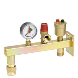 Группа безопасности котла настенная с возможностью установки бака 1"x3/4" TIM