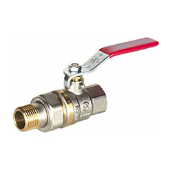 Кран шаровой никель 1006 Euro Ду32 1 1/4" ВР/американка полнопроходной рычаг красный Aquasfera