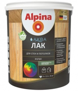 Лак Alpina аква для стен и потолков матовый объем 2,5 л