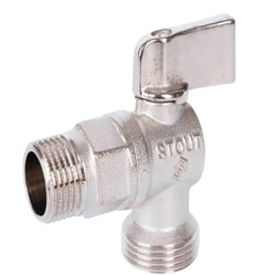 Кран шаровой угловой 1/2' х 3/4' для подключения санитарных приборов STOUT