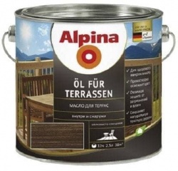 Альпина масло для террас полуматовое Темное 2,5 л