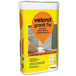 Клей для керамогранита для полов с подогревом Vetonit granit fix 25 кг