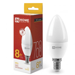 Лампа светодиодная LED-СВЕЧА-VC 8Вт 230В Е14 3000К 760Лм IN HOME