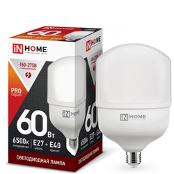 Лампа светодиодная LED-HP-PRO 60Вт 230В E27 с адаптером Е40 6500К 5700Лм IN HOME Лампа светодиодная LED-HP-PRO 60Вт 230В E27 с адаптером Е40 6500К 5700Лм IN HOME