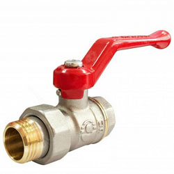 Кран шаровой для воды 3/4" ВР/НР рычаг с американкой латунь никелированная VALFEX