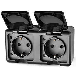 Розетка 2 местная ОП Dita 16А IP54 250В с з/к с крышкой Карбон TOKOV ELECTRIC