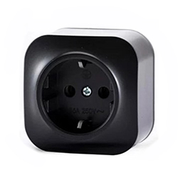 Розетка одноместная ОП Frea 16А IP20 250В с заземлением АБС-пластик Карбон TOKOV ELECTRIC