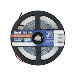 Светодиодная лента Uniel ULS-M16-2835-180LED/m-10mm-IP20-DC12V-17W/m-5M-3000K PROFI