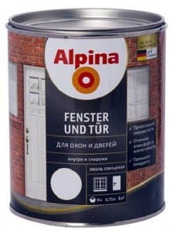 Альпина эмаль для окон и дверей 0,75 л Глянцевая