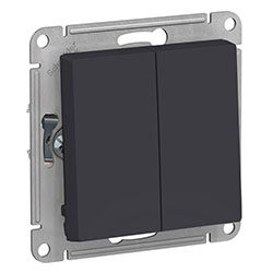 Переключатель 2-кл перекрестный в рамку 10А Карбон Systeme Electric ATLASDESIGN