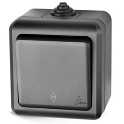 Переключатель 1 клавиша ОП Dita IP54 10А 250В Карбон TOKOV ELECTRIC