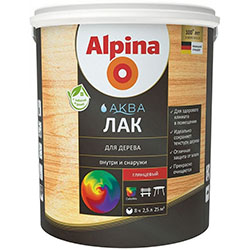 Лак для стен и потолков глянцевый объем 2,5 л ALPINA Аква