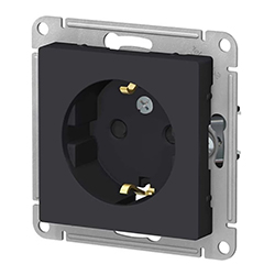Розетка с заземлением со шторкой в рамку Карбон System electric ATLASDESIGN