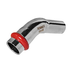 Угольник однораструбный Впр-Нпр Ø 15 мм 45° Нержавеющая сталь пресс ROMMER