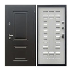 Дверь Форпост TD11-1 ТЕРМО С1 960х2050 Правая 2 Антик Коричневый штамп 2 квадрата/Белый