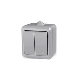 Выключатель 2 клавиши ОП Dita IP54 10А 250 В Серый TOKOV ELECTRIC