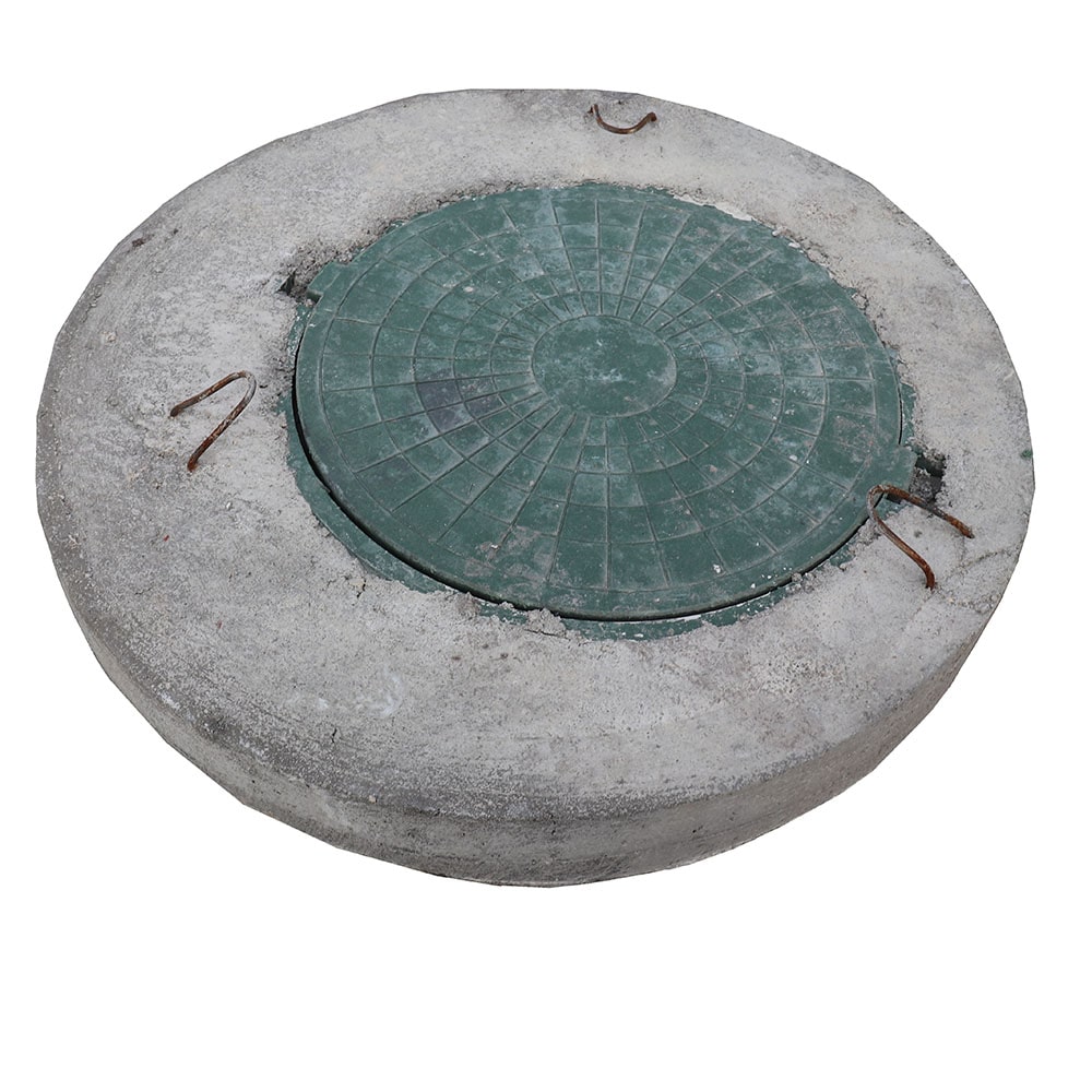 Крышка с люком для бетонного кольца ЭКОНОМ (зеленая крышка)