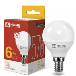 Лампа светодиодная LED-ШАР-VC 6Вт 230В Е14 3000К 570Лм IN HOME