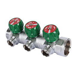 Коллектор регулирующий 3/4" 3 выхода 1/2" FF плоское уплотнение STOUT