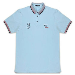 Футболка Поло с полосатым воротом цвет Светло-голубой размер 50 М5811К