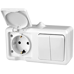 Блок ОП Dita розетка 16А 250В с з/к 2 клавиши выключатель 10А IP54 Белый TOKOV ELECTRIC