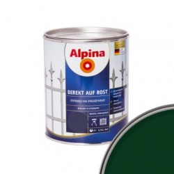 Альпина эмаль по ржавчине 3 в 1 Зеленая 0,75 л