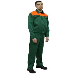 Костюм зелено-оранжевый летний размер 48-50 рост 170 см ткань Саржа