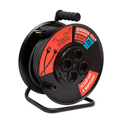 Удлинитель силовой на металлической катушке КГ-ХЛ 3х1,5 4 гнезда 40 м с з/к УКМ04-3612 РЫЖАЯ ТАКСА