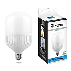 Лампа светодиодная цилиндрическая LED 40вт 6400К E27/E40 Дневной LB-65 Feron