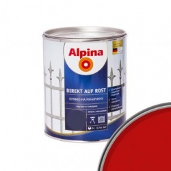 Альпина эмаль по ржавчине 3 в 1 Красная 0,75 л