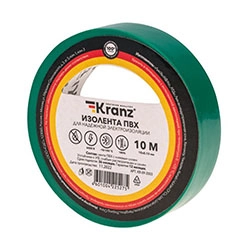 Изолента ПВХ профессиональная 15х0,13 мм 10 м Зеленый KRANZ