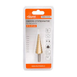 Сверло ступенчатое по металлу 4-20 мм прямое Sturm