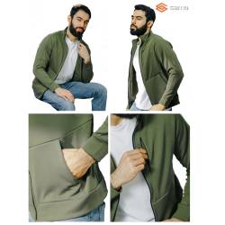 Мужская толстовка Стойка воротник Хаки на молнии Размер 56